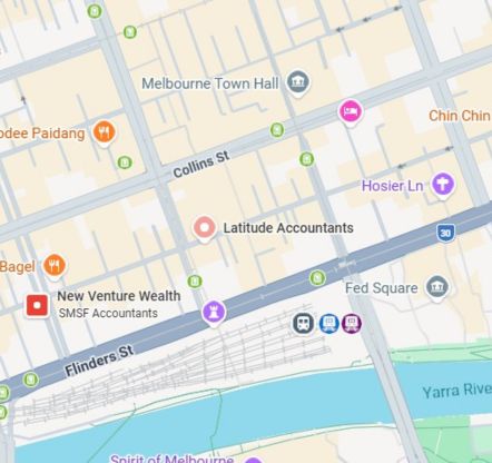 Map showing Melbourne CBD office location
